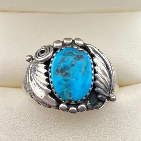 Richard Begay (RB) Navajo Sterling Silver Turquoise Ring Size 11.75 - 11.2 grams - Picture 5 of 15